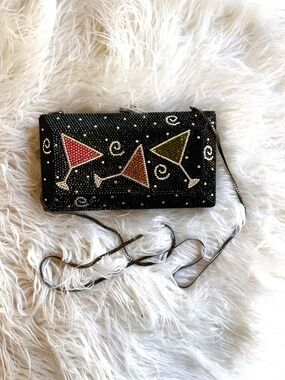 Black Rhinestone Martini Clutch
